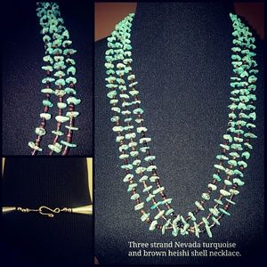 Nevada turquoise and brown heishi necklace